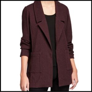 EILEEN FISHER Notched Collar Textured Office Open Front Blazer Jacket Small Pet.
